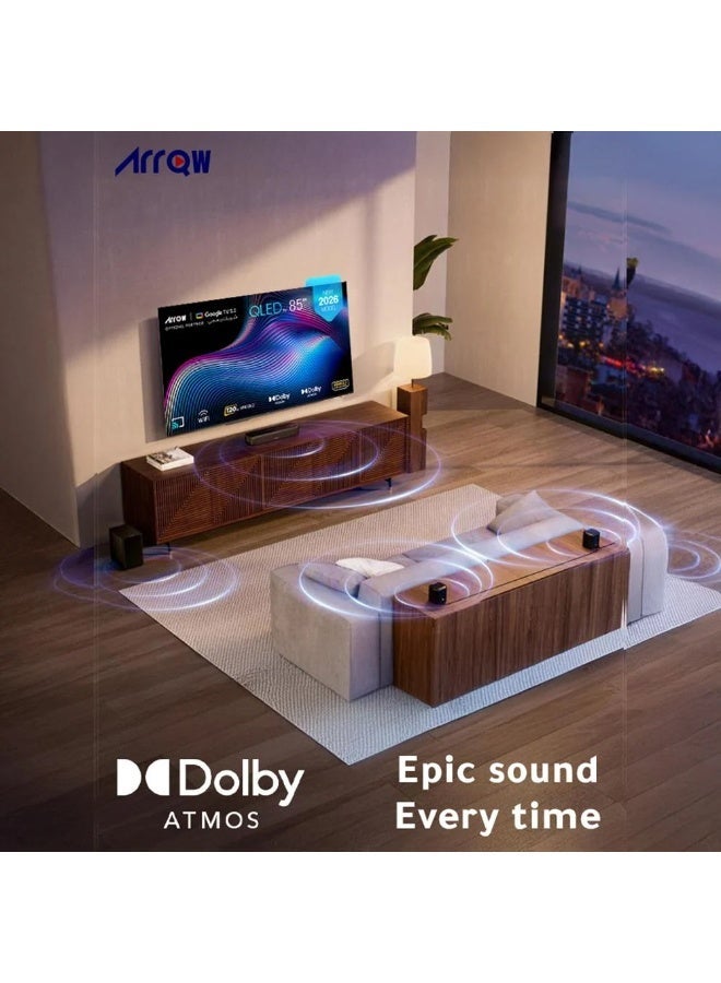 ارو تلفزيون QLED ذكي 85 بوصة 4K – Google TV 5.0 – Dolby Vision & Dolby Atmos – تحديث 120Hz – RO-85LCQ120 - Image 2
